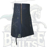Modern Navy Blue Utility Kilt with Side Zip – Functional & Stylish Men’s Kilt
